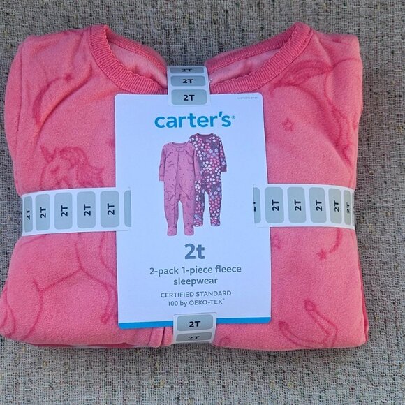 Carters 2 Pack Fleece Sleep Wear I Peice Sleepwear Pink Size 2T NWT - Picture 7 of 11